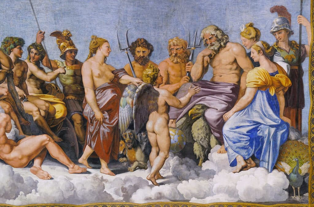 What is the council of light? Image of the ancient council of the gods standing on a cloud.