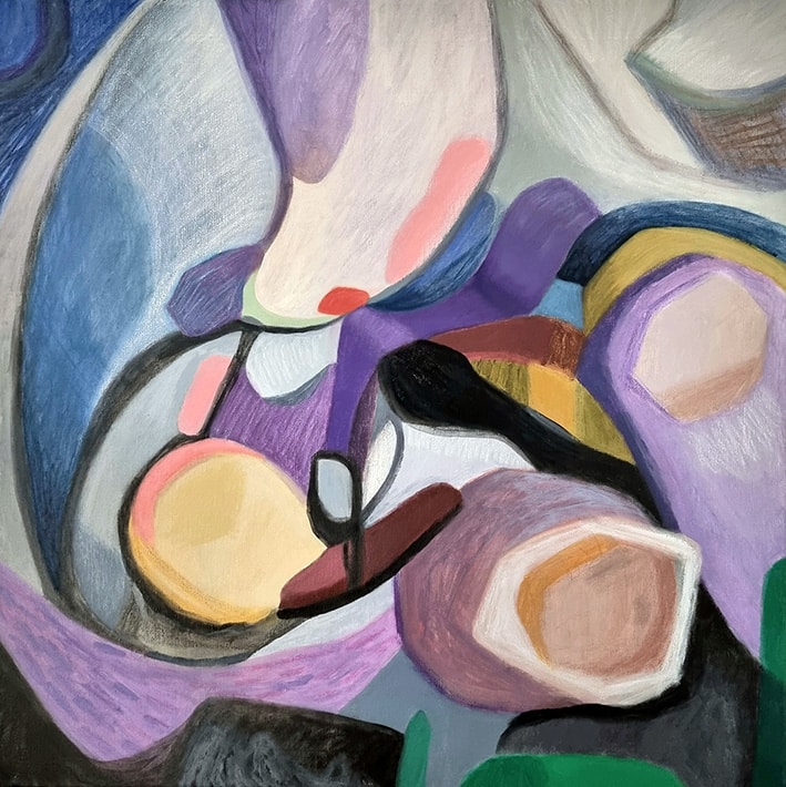 Winter - SALE £295 - Oil and Acrylic on Linen - 60x60cm - AVAILABLE Colourful abstract painting.