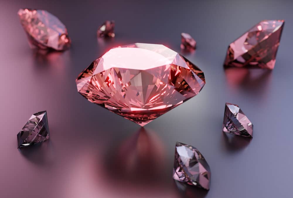 Root chakra crystals - image of a pink diamond.