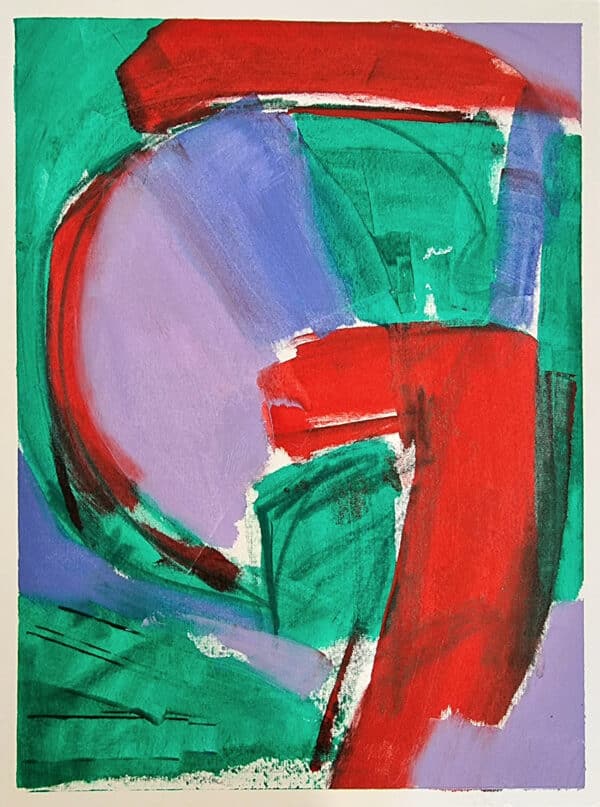 Green and red abstract painting.
