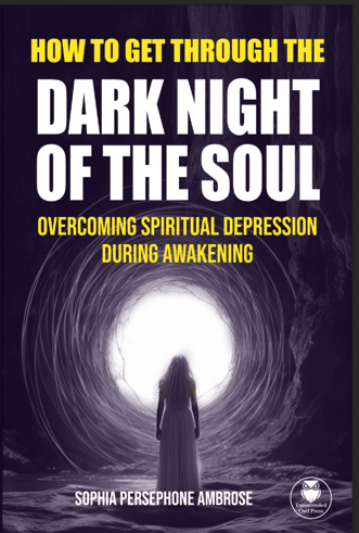 How to get through the dark night of the soul: book cover showing someone walking out of the dark into the light.