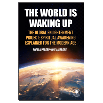 Spiritual awakening book: The World Is Waking Up - book cover showing the sun rising over the Earth from space.