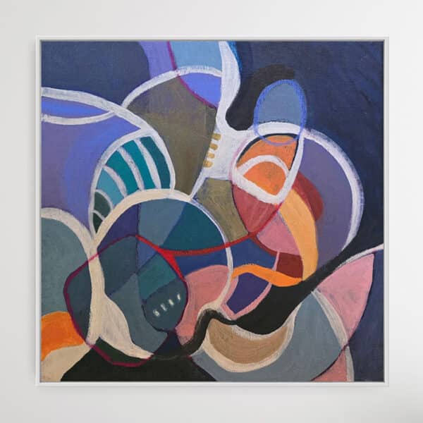 Affordable abstract art: colourful abstract painting using all the colours of the rainbow.