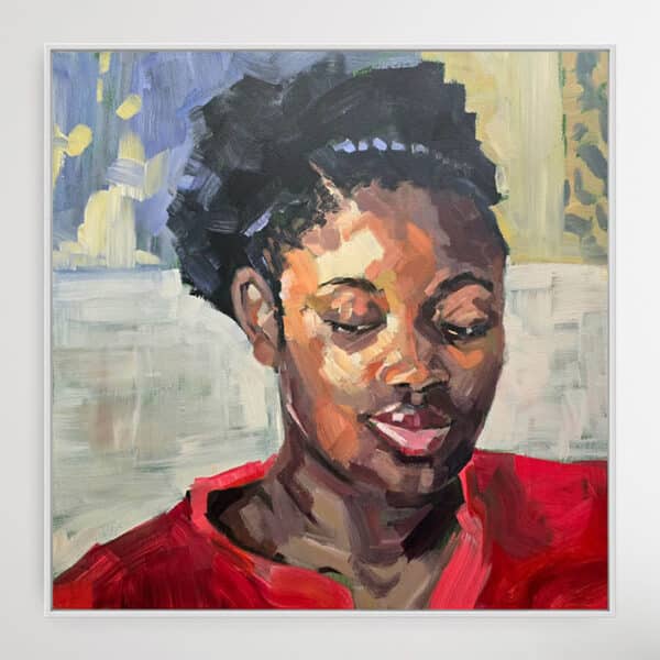 'The Red Top' - Sophia Persephone - Portrait in Acrylics - 60x60cm - Image 2