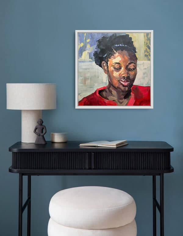 'The Red Top' - Sophia Persephone - Portrait in Acrylics - 60x60cm - Image 4